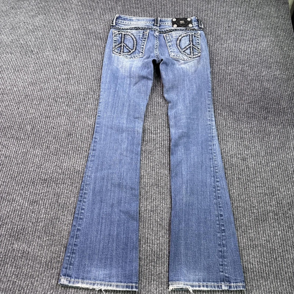 MISS ME Jeans womens 26x32 low rise Boot Peace Sign Rhinestone Y2K embelished - Picture 9 of 11